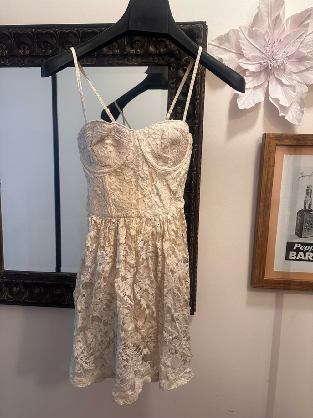 Cute short lace dress.